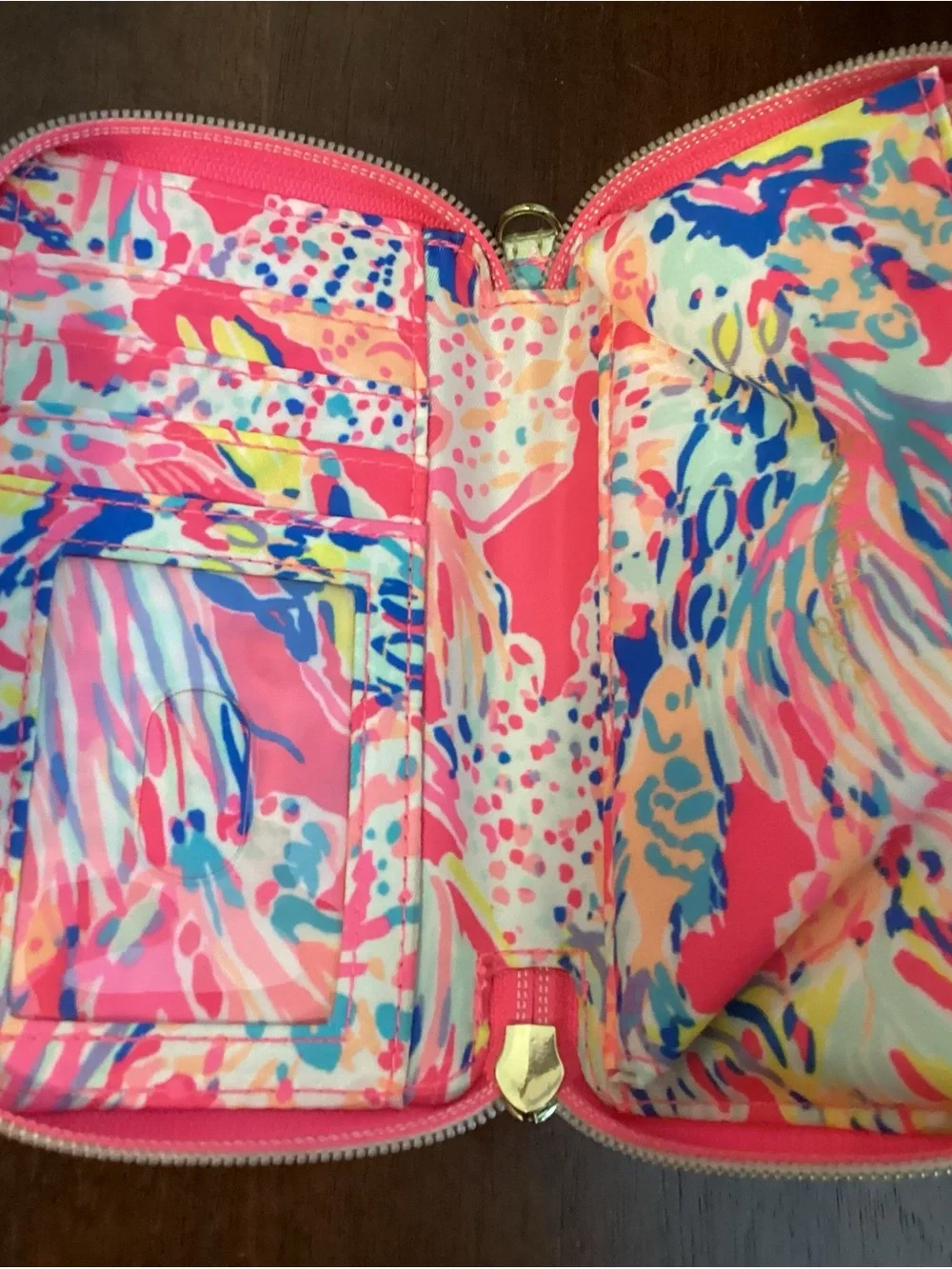 2 Lilly Pulitzer Neon Floral & Abstract Zip Wallet Duo in Pink & Multi